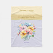 50 jaar gouden jubileumbloemen paarse fleece deken (Voorkant)