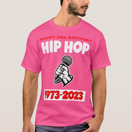 50 jaar hip hop 50ste Jubileum retro mic T-shirt (Voorkant)
