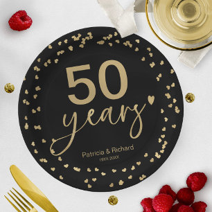50 Jaar Huwelijksjubileum Zwart en Goud Papieren Bordje