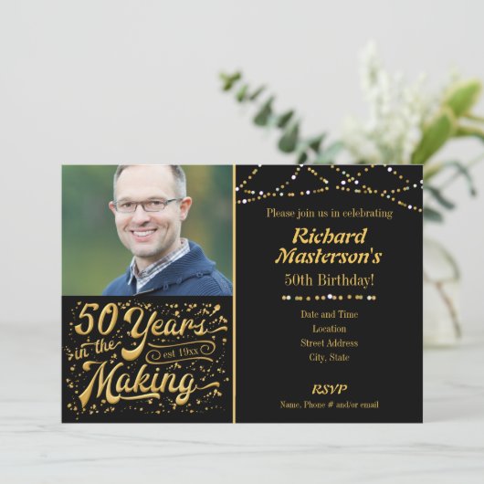 50 jaar in de Making Black & Gold 50ste verjaardag Kaart (Staand voorkant)