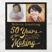 50 jaar in de Making Verjaardag (Toen en Nu) Wijn Etiket (Enkel label)