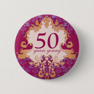 "50 jaar jonge" kleefdop voor olifanten/badge ronde button 5,7 cm