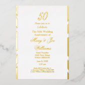 50 jaar Jubilee Birthday 50th Wedding Jubilea Folie Uitnodiging (Voorkant)