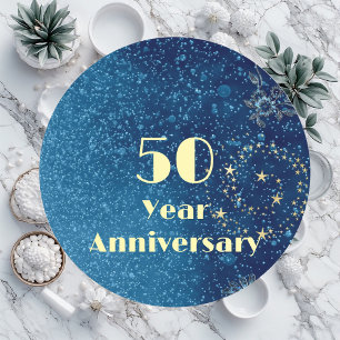 50 Jaar Jubileum Bond & Seal Sprankelend Blauw Ronde Sticker
