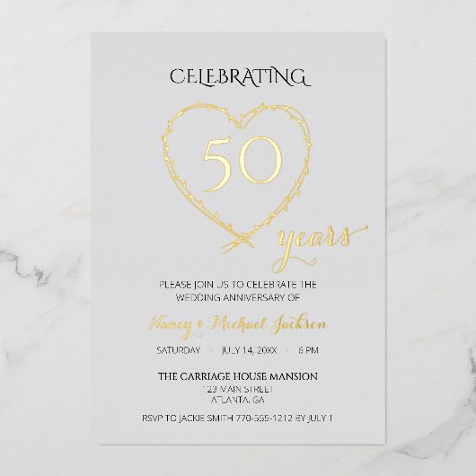 50 jaar Jubileum foto Folie Uitnodiging (Voorkant)