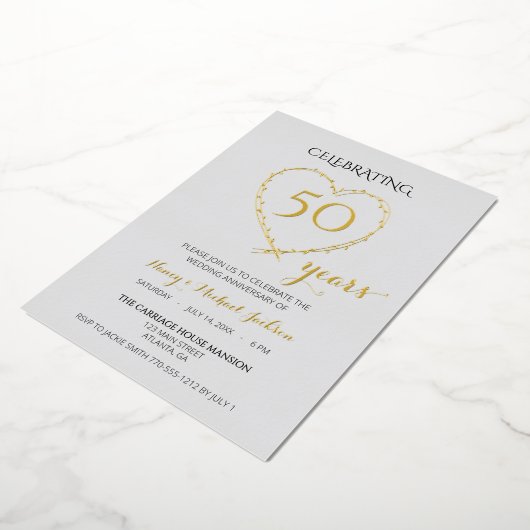 50 jaar Jubileum foto Folie Uitnodiging (Gedraaid)
