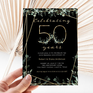 50 jaar Jubileum   Gouden groen en foto Kaart