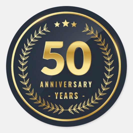 50 jaar Jubileum Klassieke ronde sticker (Voorkant)