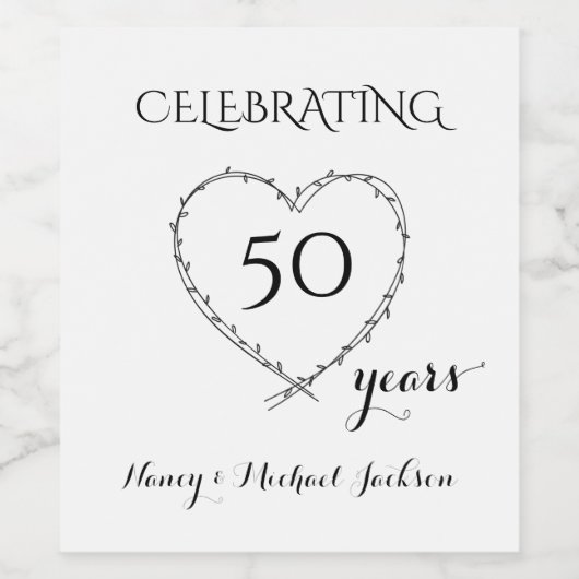 50 jaar Jubileum met krans Wijn Etiket (Enkel label)