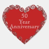 50 Jaar Jubileum Mijlpaal Romantisch Modern  Hart Sticker (Voorkant)