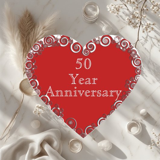 50 Jaar Jubileum Mijlpaal Romantisch Modern  Hart Sticker