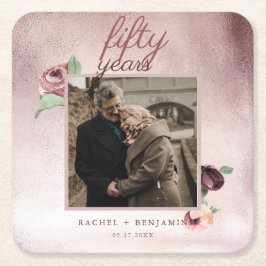 50 jaar Jubileum Roos  Gold Glitter Kartonnen Onderzetters