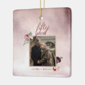 50 jaar Jubileum Roos  Gold Glitter Keramisch Ornament (Links)