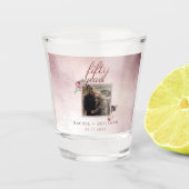 50 jaar Jubileum Roos  Gold Glitter Shot Glas (Voorkant)