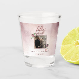 50 jaar Jubileum Roos Gold Glitter Shot Glas