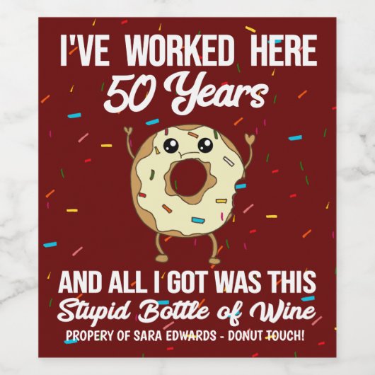 50 jaar Jubileum waardering werk Wijn Etiket (Enkel label)