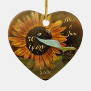 50 jaar Jubileum zonnebloem Keramisch Ornament