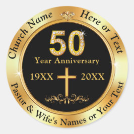 50 jaar Kerk Jubileum, Envelop of Favor Ronde Sticker