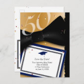 50 jaar klasse reünie Save the date BLUE Aankondigingskaart (Voorkant / Achterkant)