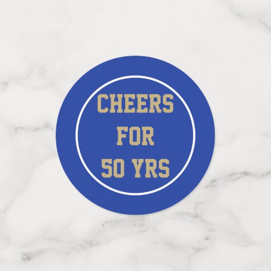 50 jaar klassenreüceringtabel confetti (Kleine voorkant)