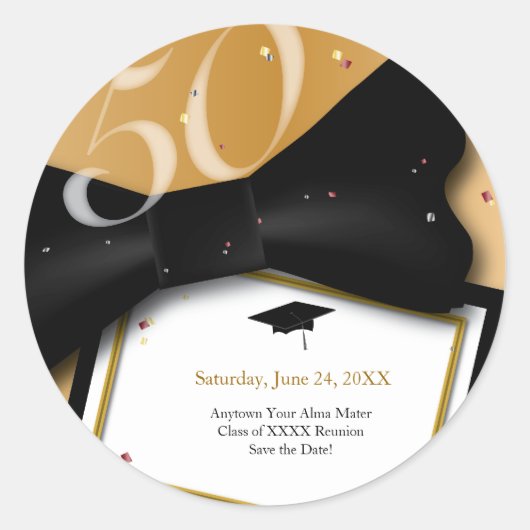  50 jaar klassenreünie Save the Date Ronde Sticker (Voorkant)