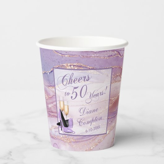 50 jaar Lavendel gouden verjaardag Papieren Bekers (Achterkant)