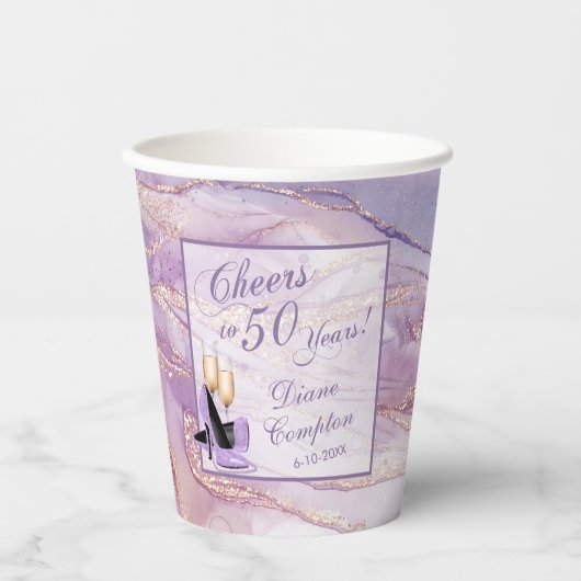50 jaar Lavendel gouden verjaardag Papieren Bekers (Voorkant)