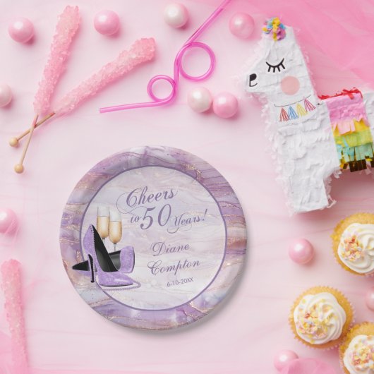 50 jaar Lavendel Gouden Verjaardag Papieren Bordje (Feest)