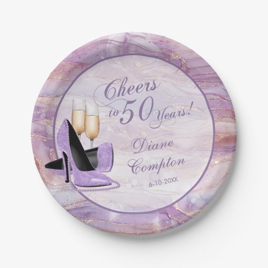 50 jaar Lavendel Gouden Verjaardag Papieren Bordje (Voorkant)