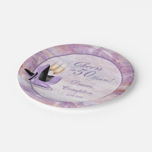 50 jaar Lavendel Gouden Verjaardag Papieren Bordje (Gekanteld)