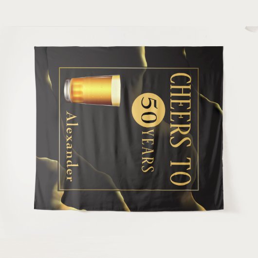 50 jaar Mannen Fab-verjaardag Wandkleed (Voorkant (horizontaal))