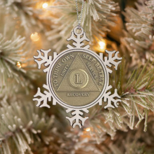 50 Jaar Nuchter Jubileum Medaille Tin Sneeuwvlok Ornament