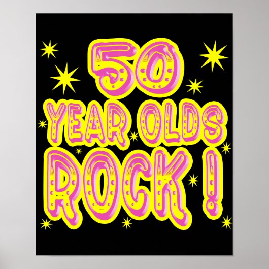 50 jaar Olds Rock! (Roze) Poster afdrukken (Voorkant)