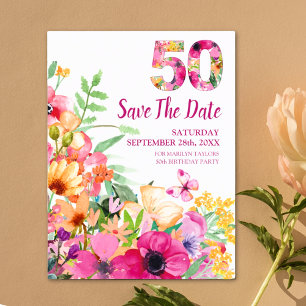 50 jaar opslaan datum bloemen 50e verjaardag brief aankondigingskaart