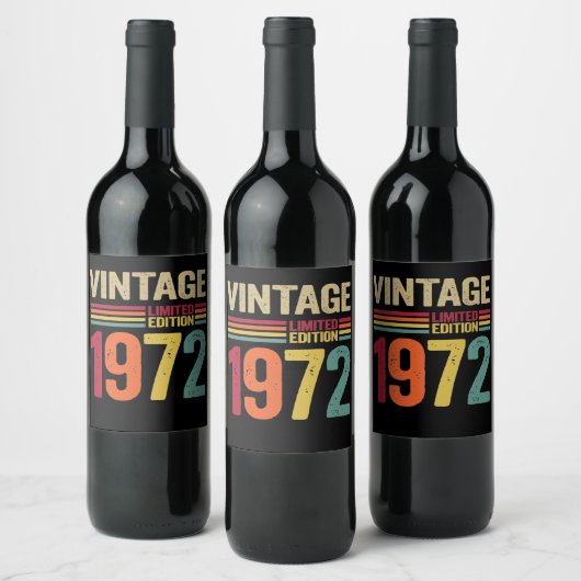 50 jaar oud cadeau 1972 70e verjaardag wijn etiket (Flessen)