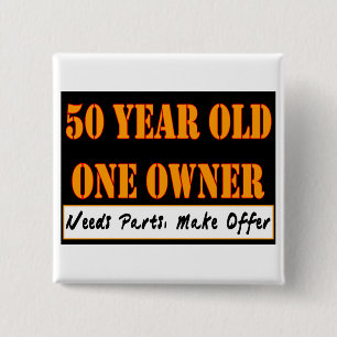 50 jaar oud, één eigenaar - heeft onderdelen nod vierkante button 5,1 cm