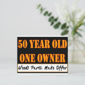 50 jaar oud, één eigenaar - heeft onderdelen nodig briefkaart (Staand voorkant)