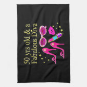 50 JAAR OUD EN EEN FANTASTISCH DIVA DESIGN THEEDOEK (Verticaal)