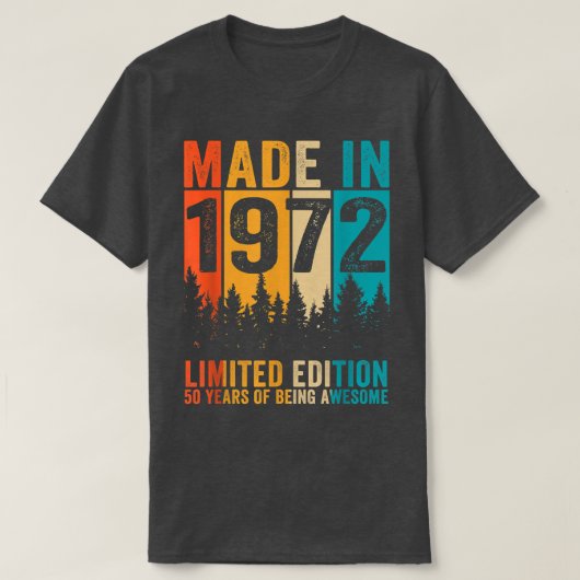 50 jaar oud gemaakt in 1972 beperkte uitgave 50th  t-shirt (Design voorkant)