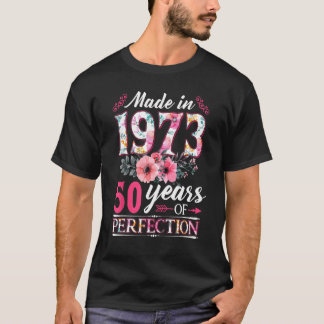 50 jaar oud gemaakt in 1973 bloembloem 50e geboort t-shirt