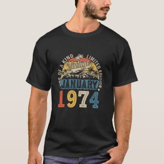 50 jaar oud gemaakt in 1974 Vintage januari 1974 5 T-shirt