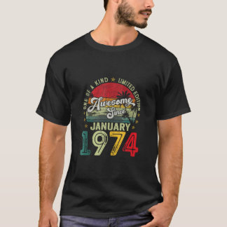 50 jaar oud januari 1974  retro 50e geboorte t-shirt