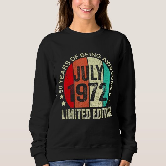 50 jaar oud juli 1972 50e verjaardag trui (Voorkant)