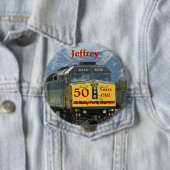 50 jaar oud, Railroad Train Birthday Button Pin (In situ)