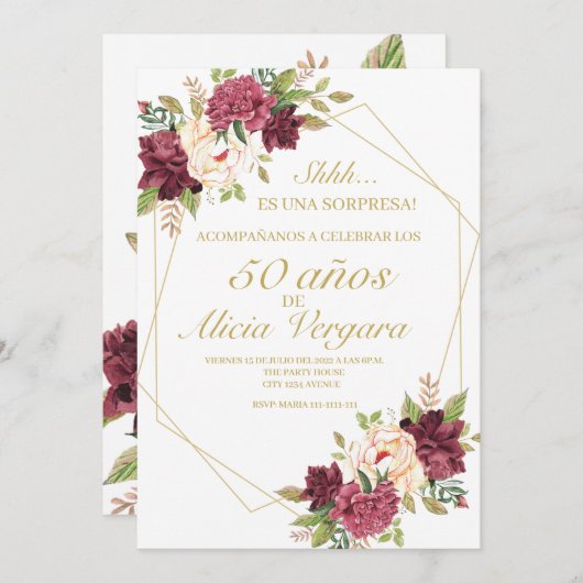 50 jaar oud Tarjeta de anuncios plana Aankondiging (Voorkant / Achterkant)