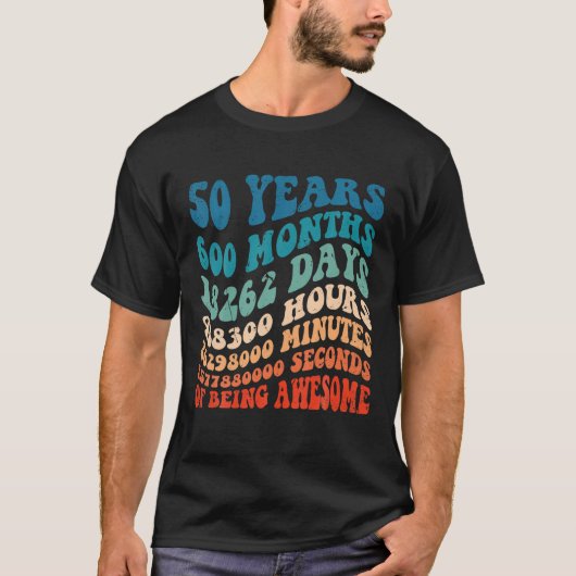 50 jaar oude 50e verjaardag retro 600 t-shirt (Voorkant)