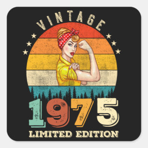 50 jaar oude Bday 1975  50ste Verjaardag Vrouwen Vierkante Sticker