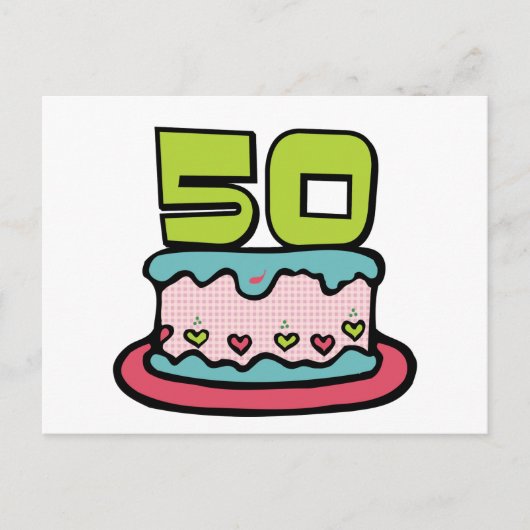 50 jaar oude Birthday Cake Briefkaart (Voorkant)
