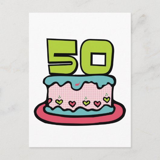 50 jaar oude Birthday Cake Briefkaart (Voorkant)