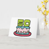 50 jaar oude Birthday Cake Kaart (Gele Bloem)